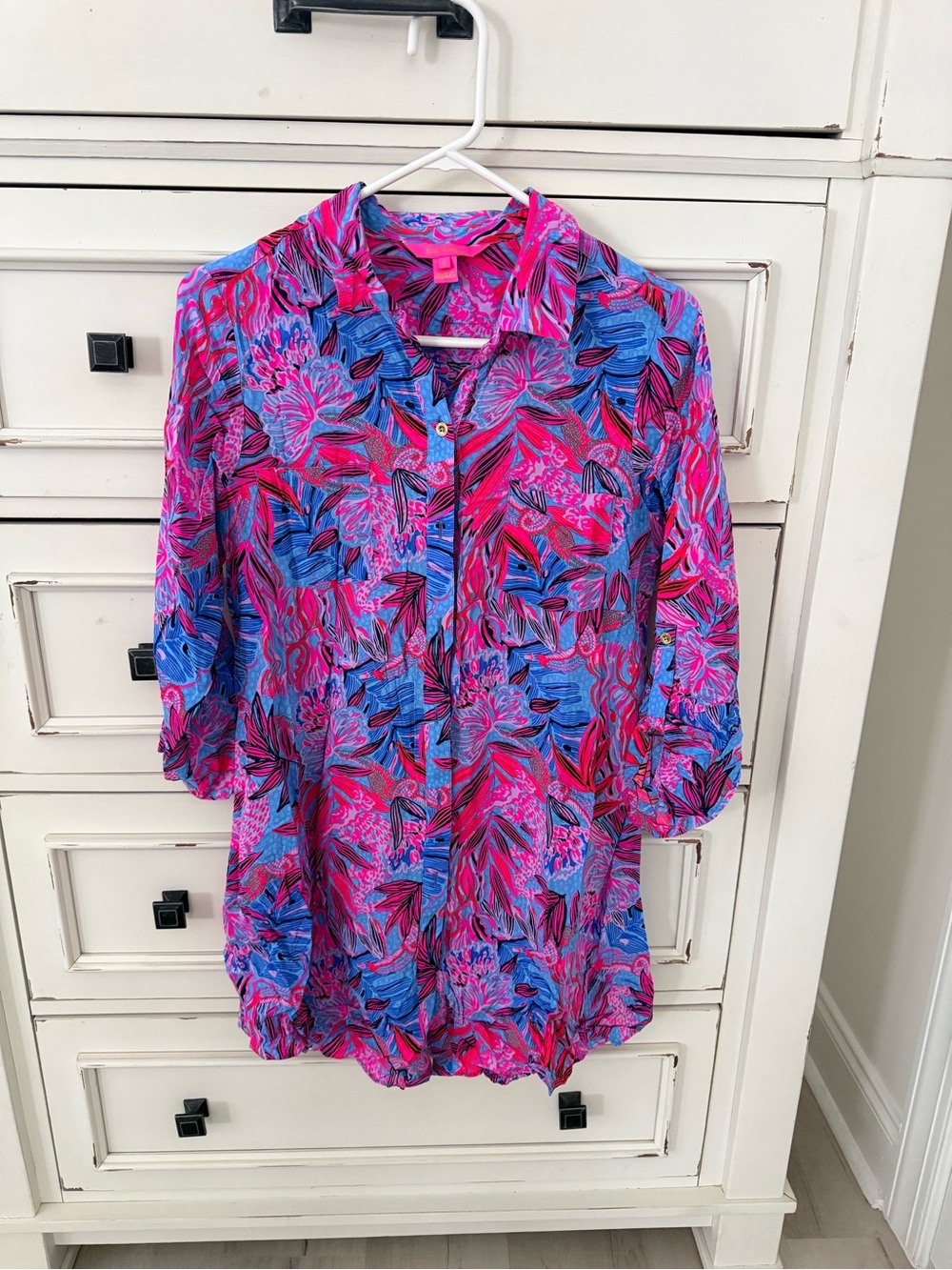 Lilly Pulitzer Pink & Blue Floral Button-Front Coverup